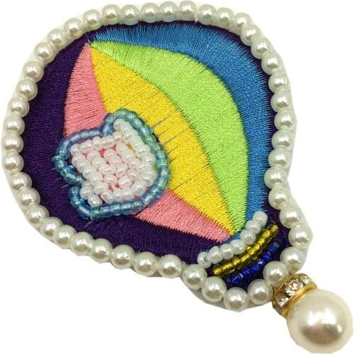 10pc 8x5cm Sew On Hot-air Balloon Embroidered Patch Beaded Applique Clothes Patches For Clothing Appliques Parches AC1333