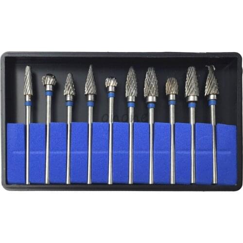10pcs/box Tungsten Steel Dental Carbide Burs Lab Burrs Tooth Drill Dental Lab Materials