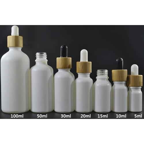 1000pcs* 30ml matte white glass dropper bottles with smoking oil matte frosted black glass e liquid dropper bottle with bamboo