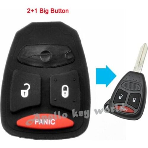 2+1 Panic 3 Button Replacement Remote Rubber Button Pad For Chrysler 300C Sebring Jeep Dodge (Big Button)10PCS/lot
