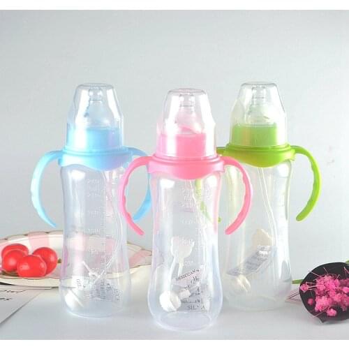 240ml Cute Baby Feeding bottle Infant Newborn Children Learn Drinking Handle Bottle Infant Straw Juice Water Bottle Training Cup