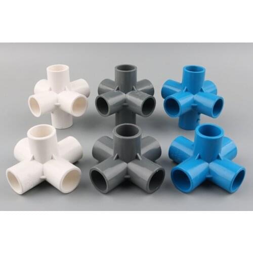 3D Three-dimensional 5 Way 6 Way 20mm 25mm 32mm PVC Tube Adapter Water Pipe Connector Garden Irrigation Fitting DIY Shelf Joints