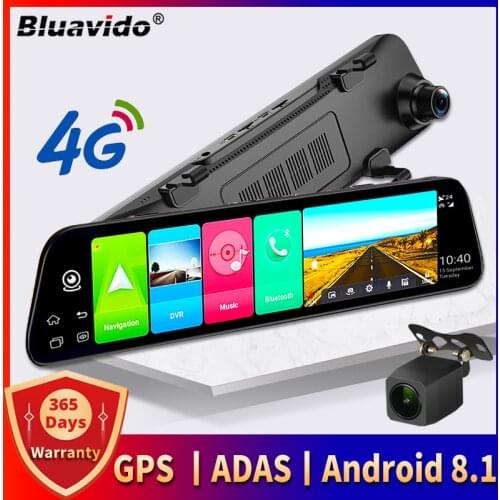 Bluavido 8 in 1 Car Rear View Mirror Camera 4G Android Navigation ADAS Dash Cam 1080P WiFi Video Recorder Auto Assist Remote DVR