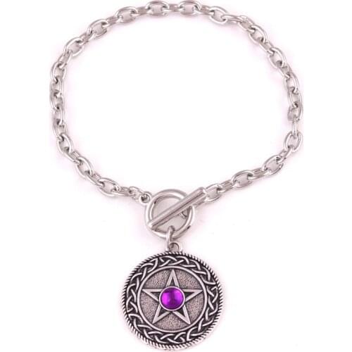 Unisex Bracelet Bangle Jewelry Pentacle And Sparkling Crystal Link Chain Amulet Talisman Material Zinc Alloy Dropshipping