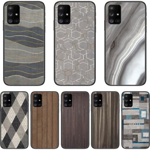 Wooden Black Grey Design Phone Case Hull For Samsung Galaxy A 90 50 51 20 71 70 40 30 10 80 E 5G S Black Shell Art Cell Cover