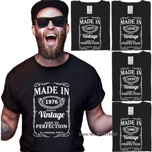 Mens summer Breathable 100%Cotton T-shirt 41 42 43 44 45 Years Old Gift 1976 1977 1978 1979 1980 Birth Anniversary T-shirt