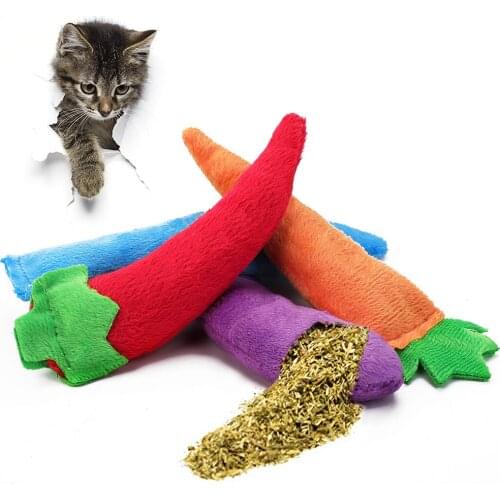 Legendog 4Pcs/Set Cat Toys Creative Carrot Eggplant Pepper Fish Shape Catnip Toy Cat Chew Toy Pet Supplies Cat Favors