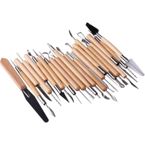 30 Handicraft Clay Carving Tools Pottery Carving Tools Pottery and Ceramic Wooden Handle Modeling Clay Tools