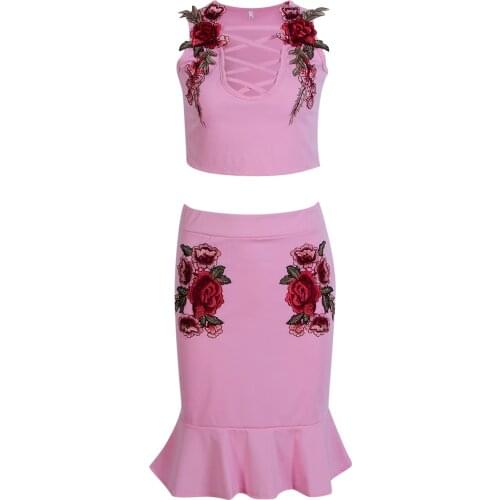 ITFABS Newest Arrivals Fashion Hot Sexy Womens Celeb Crop Top Bodycon Two Piece Set Party Cocktail Clothing Set Stylish Laddies