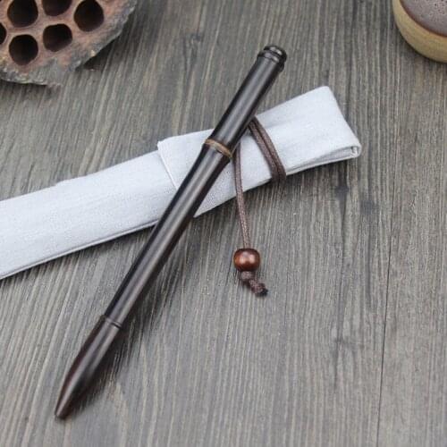ChinaTraditional Handmade Blackbamboo Signature Pen Srew Bamboo Shaped Roller Pen For Business and School as Luxury Gift