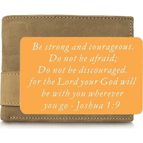 Creative Engraved Letter Metal Card Wallet Clip Card Bible Verse Inspirational Quotes Be Strong For Men Women Christian Gifts