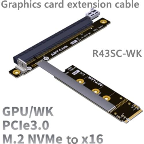 M.2 NVMe To PCIe 16x Extension Cable Support X11050ti 1060ti 1080ti RX580 Riser Card x16 PCI-e For NVIDIA AMD A N Card Btc Miner