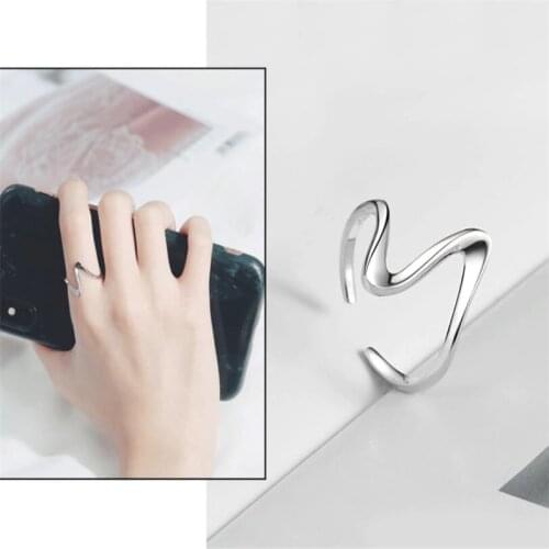 Fashion Simple Design Geometry Rings Ocean Wave Ripple Alloy Ring Gold Silver Color Finger Jewelry Rings for Women Surfer Gift
