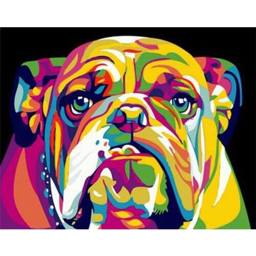 DRAWJOY Colorful Dog Animal Framed Picture Painting & Calligraphy DIY Painting By Numbers Coloring By Numbers