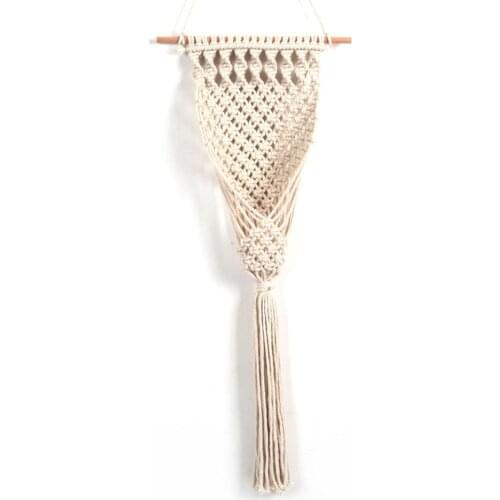 Hand-woven Tapestry Wall Hanging Basket For Flower Pot Wall Bohemian Pendant Dried Flower Net Bag Home Office Ornament