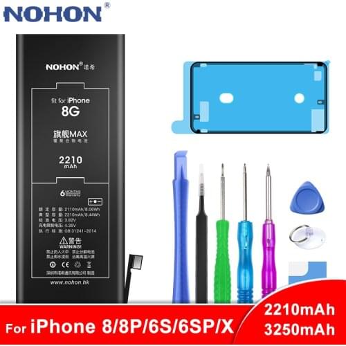 NOHON Battery For iPhone 8 6S Plus 8plus 6SPlus X Lithium Polymer Batteries For iPhone8 Max Capacity Phone Replacement Batarya