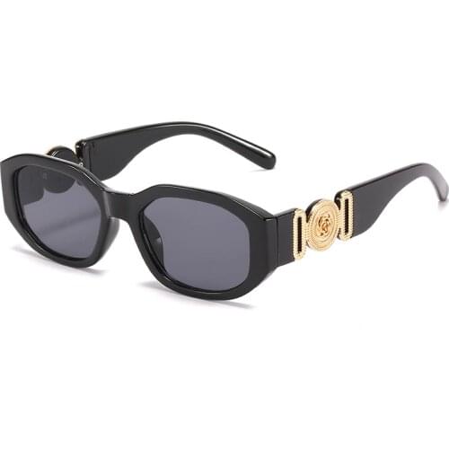 2021 New Small Box Sunglasses European and American Trend Polygon Glasses Personality Patterned Sunglasses