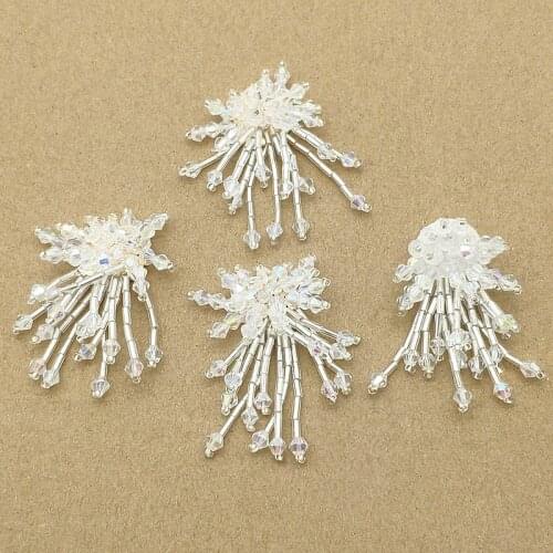 New arrival! 52x16mm 30pcs Crystal weaving Flat back Flower for Handmade Earring DIY Parts,Jewelry Findings & Components