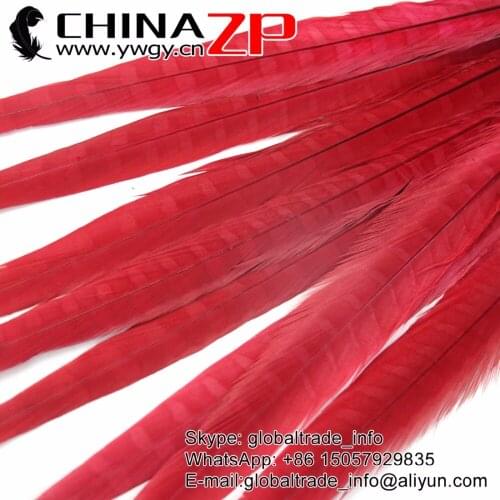 CHINAZP Factory New Arrival Prime Quality100pcs/lot 40-45cm Exellent Dyed Red Ringneck Pheasant Tail Feathers