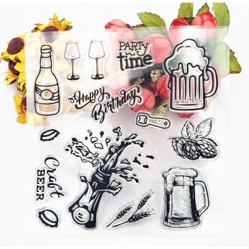 PANFELOU 14*14cm Beer carnival Transparent Silicone Rubber Clear Stamps cartoon for Scrapbooking/DIY Easter wedding album