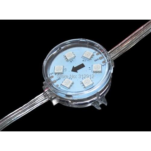 WS2811 RGB full color pixel module;DC12V input;6leds inside;20pcs a string;IP68 rated;40mm diameter