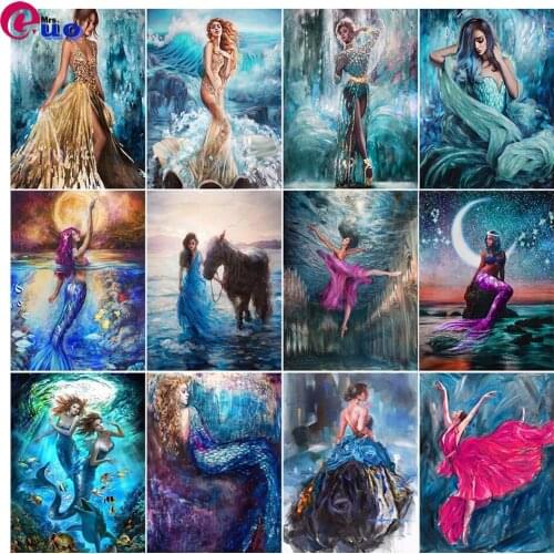 Full Square Round 5D Diy Diamond Painting Mermaid Art Beauty Diamond Embroidery Mosaic Home Decoration Dance Woman