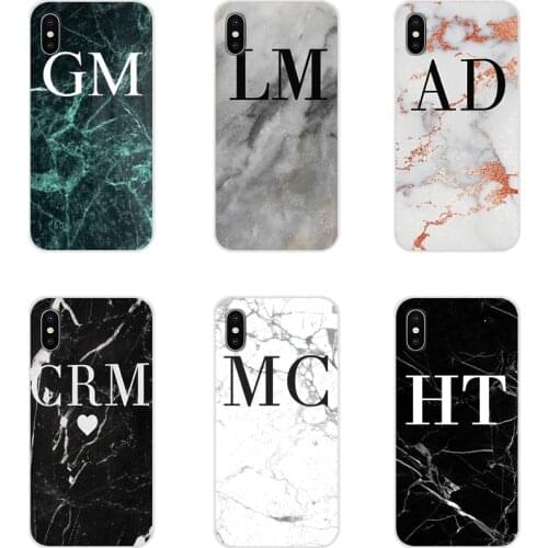 MONOGRAM MARBLE INITIALS Perfect Transparent Soft Shell Cover For Samsung Galaxy A3 A5 A7 A9 A8 Star A6 Plus 2018 2015 2016 2017