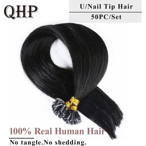 Hair Straight Machine Made Remy Hair Extensions 0.8g/pcs 50pcs/ Set Straight Keratin Nail U Tip Human Hair