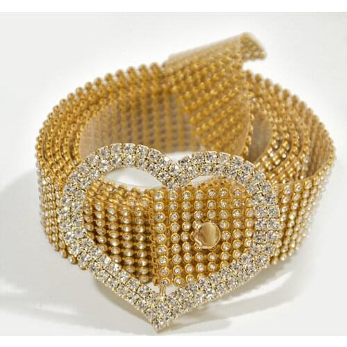 DollyMi Luxury Belt New Ladies Sweet Luxury 9 Rows Full Crystal Inlaid Waistband Fashion PVC Plastic Leather Belt