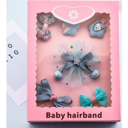 Girl Princess Bowknot Hairpin Hairpin Combination Set Hair Accessories Birthday Gift Headdress Gift Box