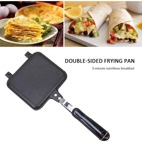 Icnic Portable Flat Bottom Double-sided Frying Pan Heat-resistant Bread Baking Pan Non-stick Sandwich Luncheon Meat Frying Pans