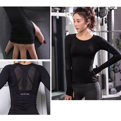 Women Sports Suit Seamless Yoga Tops Workout Gym Tops Push Up Seamless Arm Long Sleeve Crop Tops Fitness Clothing