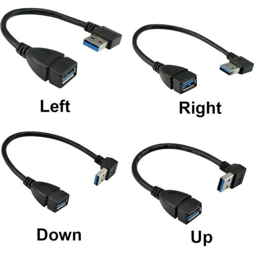 USB 3.0 Cable Extension Male to Female Cable 90 Angle Up & Down & Right & Left Cord