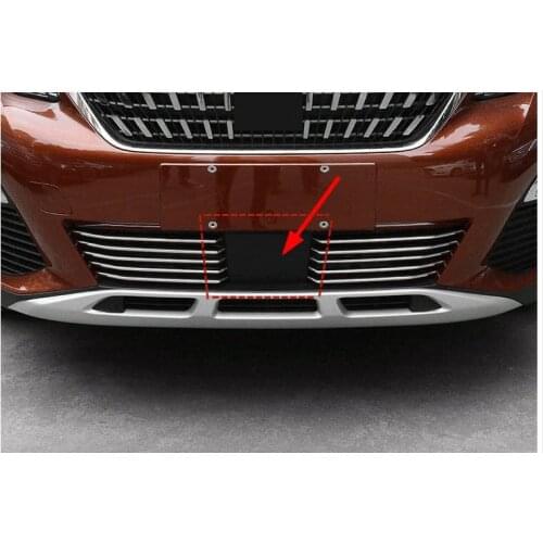 High quality plastic front grille decorative cover lower middle net cover board car accessories For Peugeot 4008 5008 2016-2020