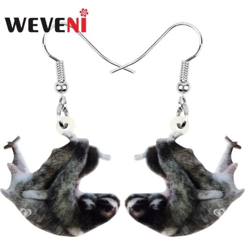 WEVENI Acrylic South American Sloth Bradypod Earrings Animal Drop Dangle Jewelry For Women Girls Teens Hot Sale Charms Gift Bulk