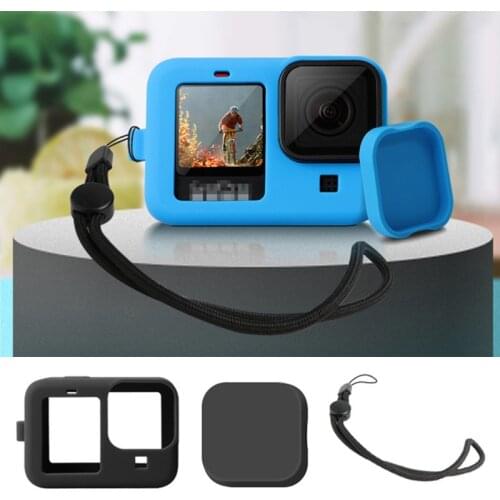 For Gopro Hero 9 Silicone Case Protective Full Shell Lens Cover Cap Lanyard for Gopro Hero 9 Black Action Camera Accessories