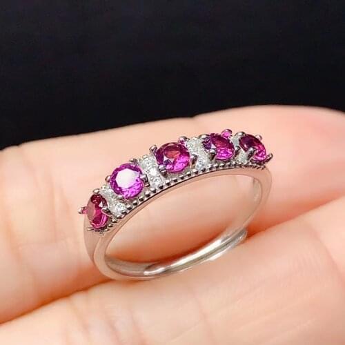 CoLife Jewelry 925 Silver Pyrope Ring for Office Woman 5 Pieces 3mm Natural Pyrope Silver Ring Classic Silver Ring