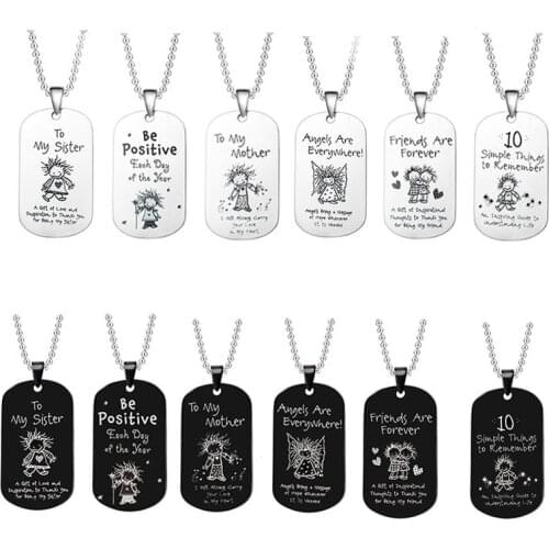 Black Stainless Steel Dog Tag Pendant Necklace Chains Personalize Engravable Gift To Kid Family Best Friends jewelry 2019