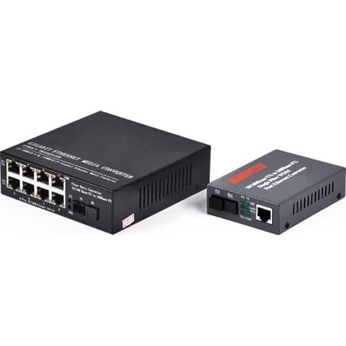 10/100M 1 Fiber port 8 RJ45 Ethernet ports Single Fiber and 1 Fiber port 1 RJ45 Ethernet port Fiber Optical Transceiver SM