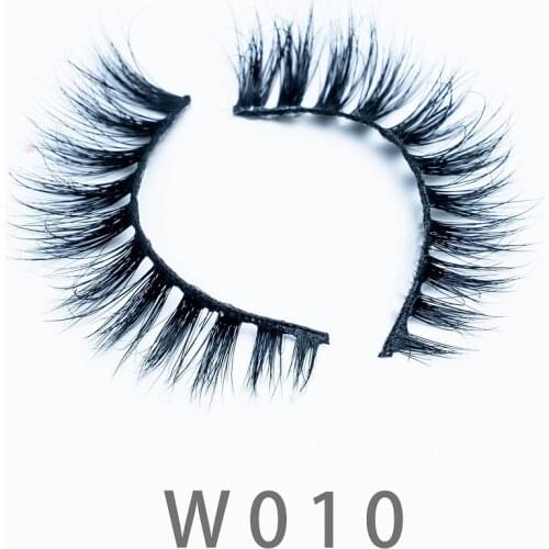 10mm W10 3D Handmade Natural Real Mink Strip Eyelashes Thick Fake Eye Lashes Volume Soft False Eyelash Extension Makeup Beauty