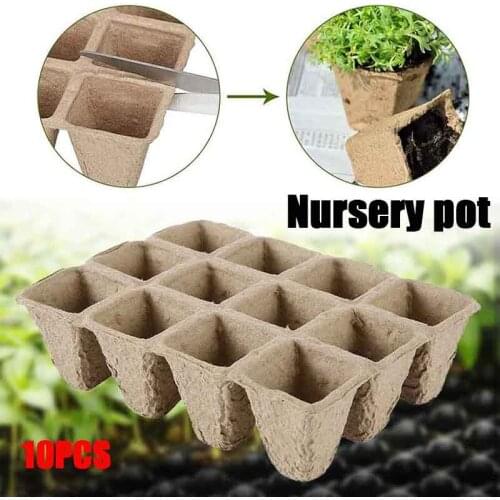 10pcs Garden Peat Pots Plant Marker 12 Holes Biodegradable Flowers Garden Tool Seeds Starter Tray Kit for Home Outdoor