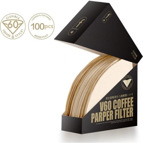 100pcs/set V60 Drip Paper Wooden Organic Coffee Powder Filter Paper Drip Coffee Pot Filter Paper Coffee Accessories