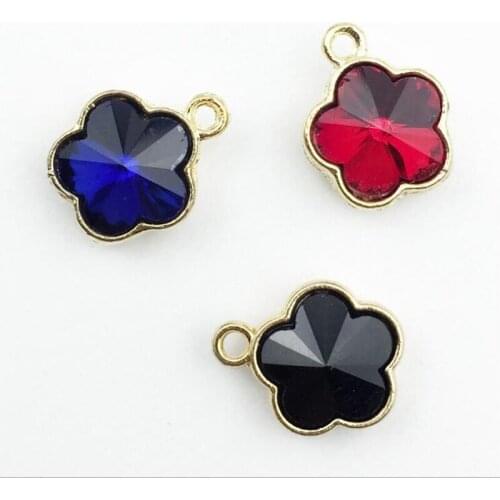50pcs Flower Pendant Crystal Rhinestone Appliques strass Key Chain Necklace Earrings Flatback Brooch Hairpin Hair Clip Decor