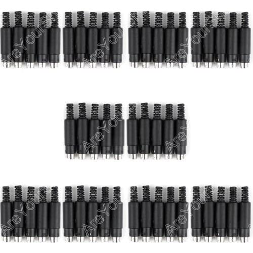 Areyourshop Hot Sale 50 Pcs Mini 6 Pin DIN Male Plug With Plastic Handle Soldering Cables DIY Black