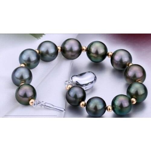 FREE SHIPPING HOT sell new Style >>>>charming 10-11mm genuine tahitian black red green pearl bracelet 7.5-8inch