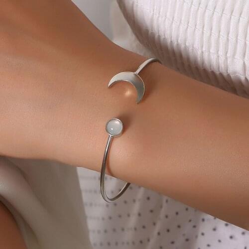 Black Sun Moon Bracelet Opal Alloy Bracelets & Bangles New Romantic Bracelets For Women Jewelry Gold Silver Color Bracelet J37