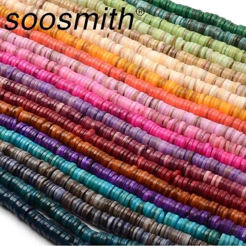 8mm Thickness 2~3mm Natural Shell Heishi Bead Spacer Beads Natural Shell Beads Dyed Color For Jewelry Making Bracelets Necklace
