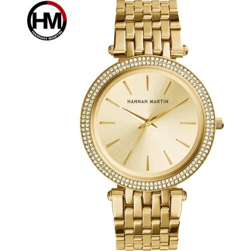 Hannah Martin Rose Gold Luxury Women Watches Fashion Female Rhinestone Wristwatches Waterproof Japan Quartz Elegent Ladies Watch