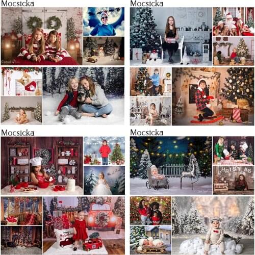 Christmas Family Party Video Backdrop Decorations Snow Christmas Tree Winter Birthday Background Fireplace Portrait Photo Studio