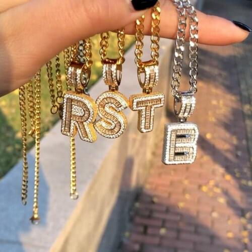 Goth 26 Letters Pendant Necklace Intital Cubic Zircon A-Z Alphabet Shinning Long Chain Necklace Collares jewelry 2020 jewelry